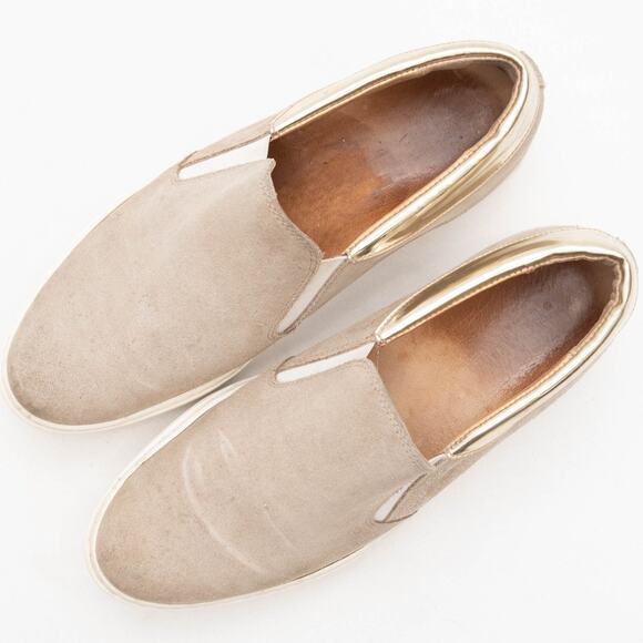 Maiden Lane Tan Suede Slip-On Sneakers Size 38 US 7.5 - Picture 2 of 11